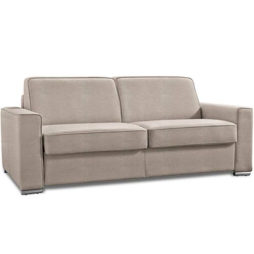 Canapé Convertible 3 Places Excellence 140 Cm Sommier Lattes Matelas Memory 18 Cm Inclus Velours Gris