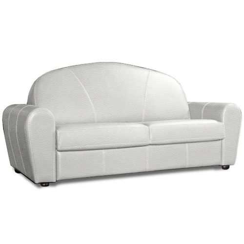 Canapé Lit Club Deluxe Convertible Express 120 Cm Sommier Lattes Cuir Blanc Cassé Matelas 16 Cm