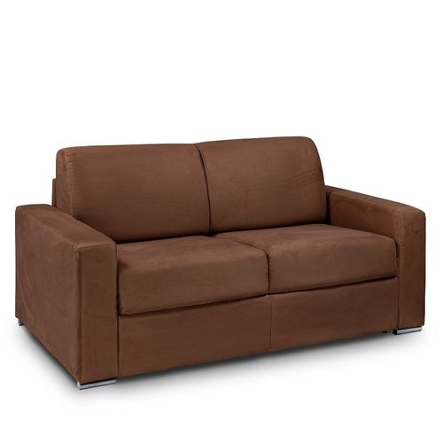 Canapé Lit 2-3 Places Dreamer Convertible Express 120cm Matelas 16 Cm Microfibre Marron