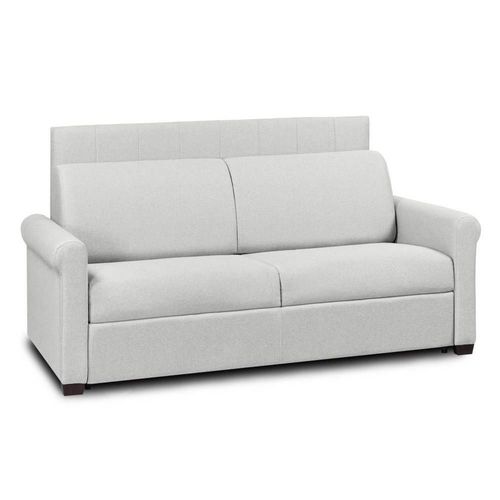 Canapé Lit 4 Places Express Lattes 160cm Matelas 16 Cm Tête De Lit Intégrée Polyuréthane Blanc Cassé