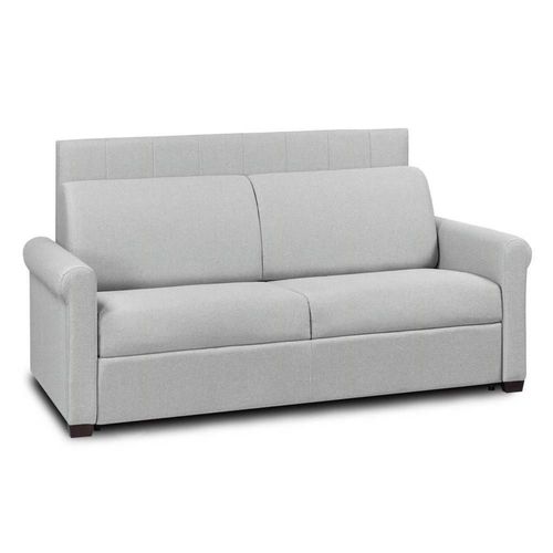 Canapé Lit 3 Places Express Lattes 140cm Matelas 16cm Tête De Lit Intégrée Polyuréthane Gris Clair
