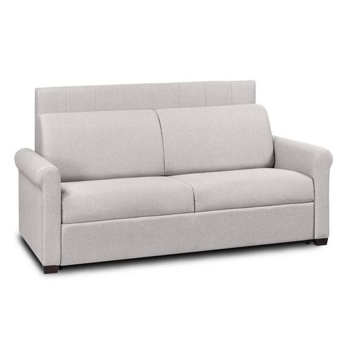 Canapé Lit 3 Places Express Lattes Renatonisi Tête De Lit Intégrée Velours Gris Silver