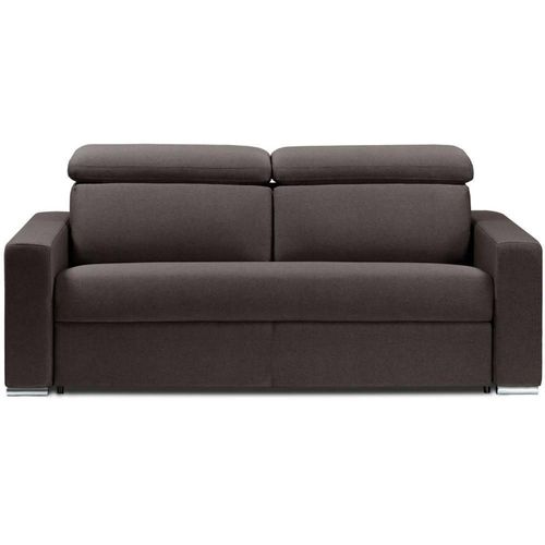 Canapé Convertible Passion Matelas 16cm Système Express Sommier Lattes 140cm Microfibre Marron