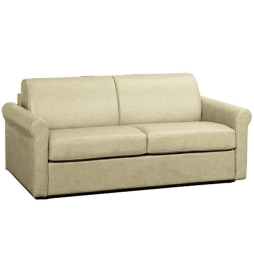 Canapé Lit 3 Places Romantico Convertible Express Sommier Lattes 140 Cm Polyuréthane Écru Matelas 16 Cm