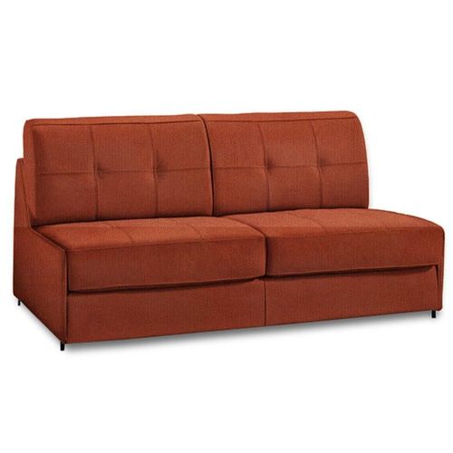 Canapé Lit Compact 3-4 Places Denso Express 160cm Matelas 18cm Sommier Lattes Velours Orange