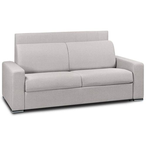 Canapé Lit 3 Places Express Lattes Renatonisi 140cm Tête De Lit Intégrée Velours Gris Silver
