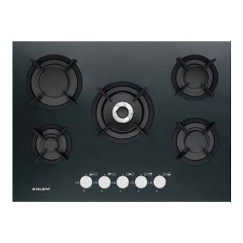 Glem GV755HBK - Table de cuisson au gaz - 5 plaques de cuisson - Niche - largeur : 55 cm - profondeur : 47 cm - noir - noir