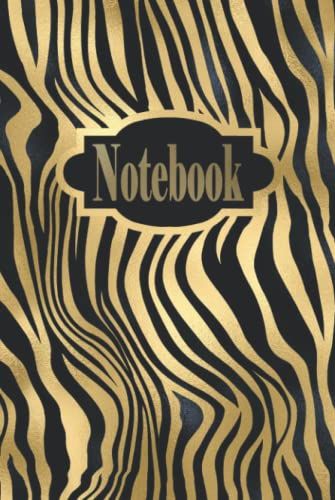 Zebra Notebook Gold And Black Metallic | Hardcover | College Ruled | 120 Pages White Paper | 6"X9": Journal For Kids And Adults | School, Work, Home And Office