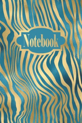 Zebra Notebook Gold And Blue Metallic | Softcover | College Ruled | 120 Pages White Paper | 6"X9": Journal For Kids And Adults | School, Work, Home And Office