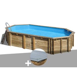 Kit piscine bois Gré Orange 7,55 x 4,56 x 1,46 m + Bâche hiver
