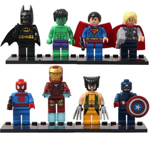 Lot de 8 Avengers super-héros mini figurines - armes incluses - 8 pcs/set