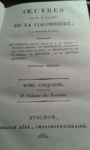 Oeuvres Tome 5 Volume Des Sermons