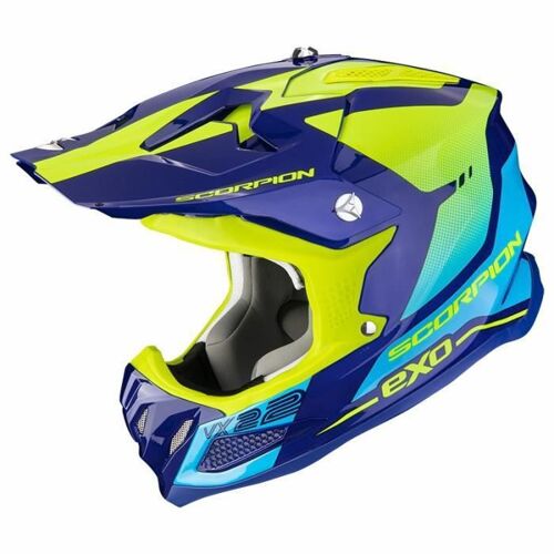 Visière Casque De Moto Scorpion Vx-22 Peak Ares - Bleu/Jaune/Fluo - Tu
