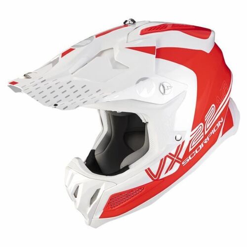 Visière Casque De Moto Scorpion Vx-22 Peak Ares - Blanc/Rouge/Fluo - Tu
