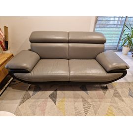 Canapé En Cuir Gris Et Noir 3 Places