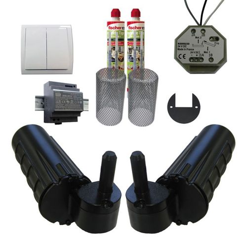 Pack motorisation pour volets 2 battants URANUS filaire - gond Ø 14 plus 1 kit résine plus 1 alimentation à découpage