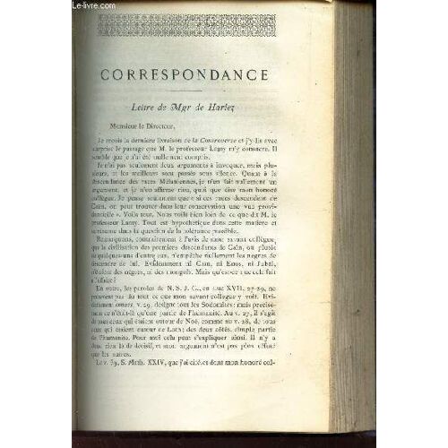 Correspondance - Lettre De Mgr De Harlez / A Travers Les Revues Et Les Livres.