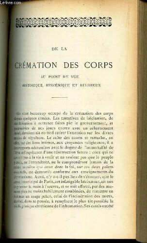 De La Cremation Des Corps Au Point De Vue Historique, Hygiene Et Religieux. (À Suivre).