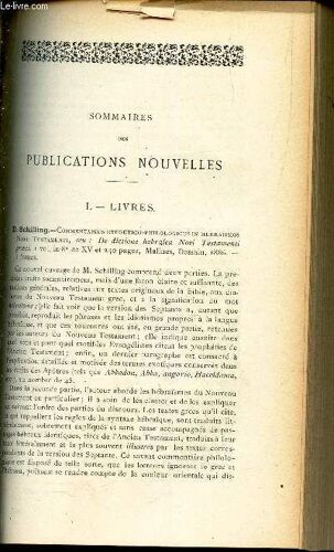 Sommaires Des Publications Nouvelles : D. Schilling - D.P. Shanz - D.F.X. Poelzl - G. Martin - G. Perrot - W. Houghton.