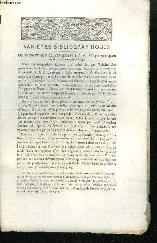 Extrait Bulletin Du Bouquiniste - Variete Bibliographiques - Louis Xiv Et Son Gourvernement