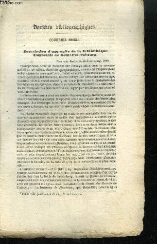 Extrait Bulletin Du Bouquiniste - Variete Bibliographiques - Courrier Russe - Description D'une Salle De La Bibliotheque Imperiale De Saint-Petersbourg - Les Livres Des Pauvres Ecoliers Et ...