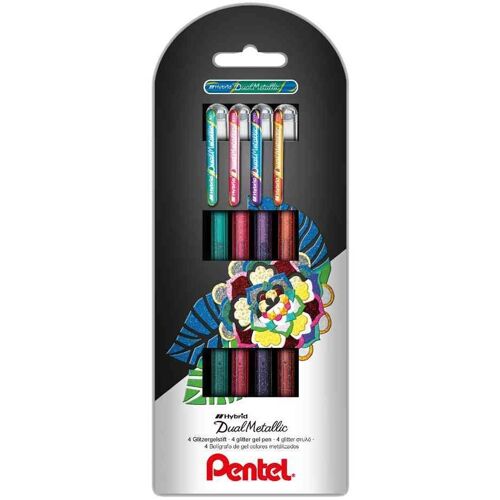 Pentel Stylo Roller À Encre Gel Hybrid "Dual Pen", Étui De 4