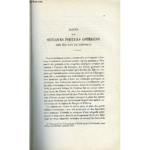 Bulletin Monumental 93e Volume De La Collection N°4 - Notes Sur Quelques Portails Gothiques Des Eglises De Cordoue Par Suzanne Dobelmann