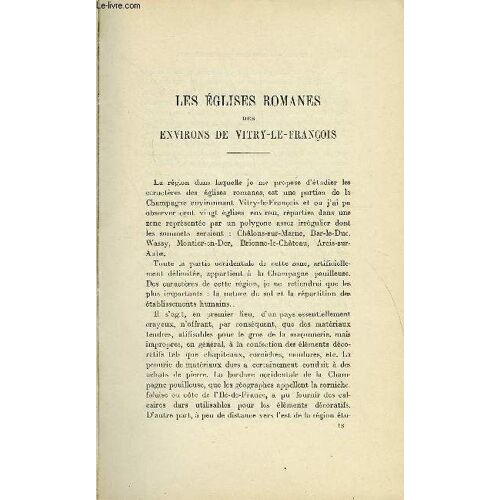 Bulletin Monumental 86e Volume De La Collection N°3-4 - Les Eglises Romanes Des Environs De Vitry-Le-Francois Par R. Crozet