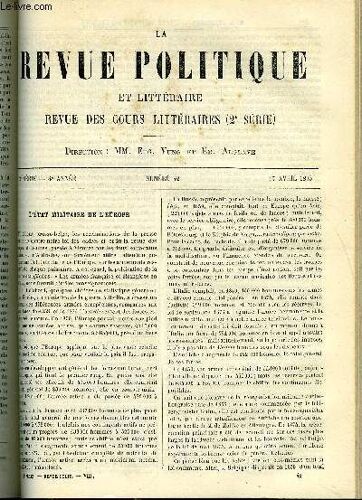 La Revue Politique Et Litteraire 4e Annee - 2e Semestre N°42 - L'etat Militaire De L'europe Par Louis Jezierski, Les Tatars De Crimee Par Alfred Rambaud, Deux Lettres Inedites D'elisabeth ...