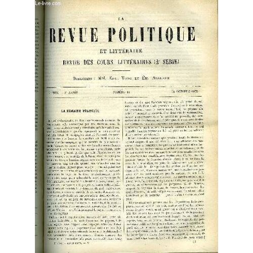 La Revue Politique Et Litteraire 3e Annee - 1er Semestre N°16 - La Royaute Legitime Par Ernest Duvergier De Hauranne, L'art Au Xve Siecle - Les Comptes De Rene D'anjou Par Felix Rocquain