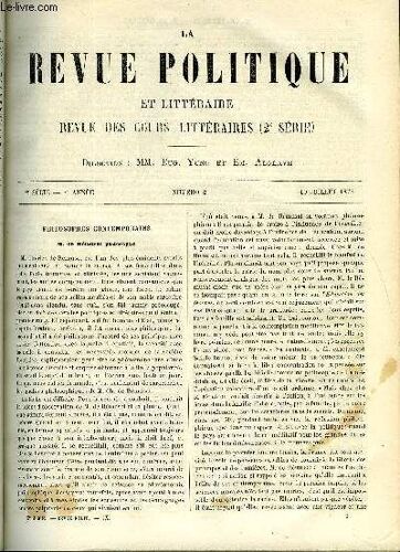 La Revue Politique Et Litteraire 5e Annee - 1er Semestre N°2 - Philosophes Contemporaines - M. De Remusat Par Ch. Leveque, Les Anachronismes De Shakespeare Par Paul Stapfer, Les Lettres ...