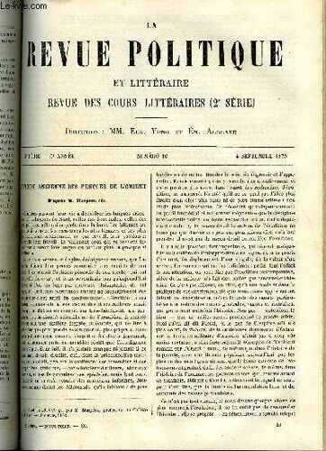 La Revue Politique Et Litteraire 5e Annee - 1er Semestre N°10 - Histoire Ancienne Des Peuples De L'orient Par F. Brunetiere, Un Poete Philosophe De Sully Prduhomme Par E. Boutroux, Recentes ...