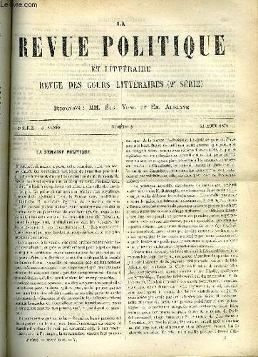 La Revue Politique Et Litteraire 3e Annee - 1er Semestre N°9 - Les Monasteres De La Russie - Impressions De Voyage Et Etudes D'histoire Par Alfred Rambaud, Conferences Publiques De ...