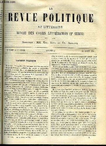 La Revue Politique Et Litteraire 4e Annee - 1er Semestre N°5 - Les Juifs D'europe - Migrations Et Transformations Morales Des Juifs Par L. Drapeyron, Le Petit Hodge - Premiere Partie Par ...