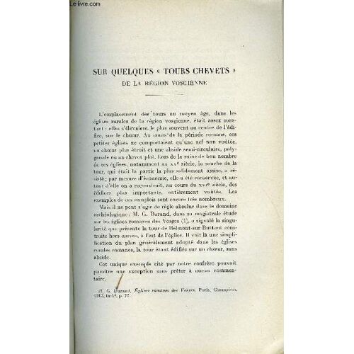 Bulletin Monumental 92e Volume De La Collection N°2 - Sur Quelques Tours Chevets De La Region Vosgienne Par Andre Philippe