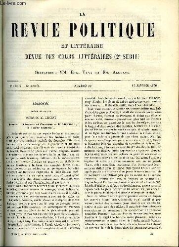 La Revue Politique Et Litteraire 5e Annee - 2e Semestre N°29 - Quinault - L'homme Et L'ecrivain Par Ch. Lenient, La Reorganisation De L'armee Anglaise Par Louis Jezierski