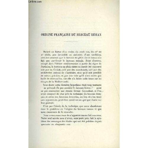 Bulletin Monumental 90e Volume De La Collection N°1-2 - Origine Francaise Du Berceau Roman Par H. Et E. Du Ranquet
