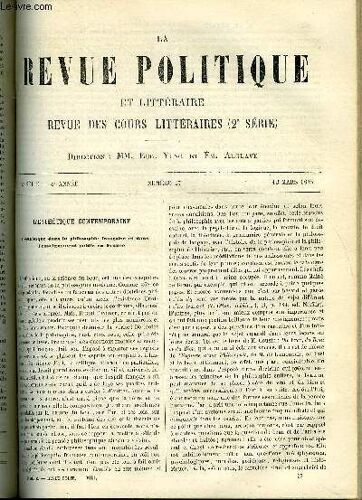 La Revue Politique Et Litteraire 4e Annee - 2e Semestre N°37 - L'esthetique Dans La Philosophie Francaise Et Dans L'enseignement Public En France Par Ch. Benard, Shakespeare Et L'antiquite ...