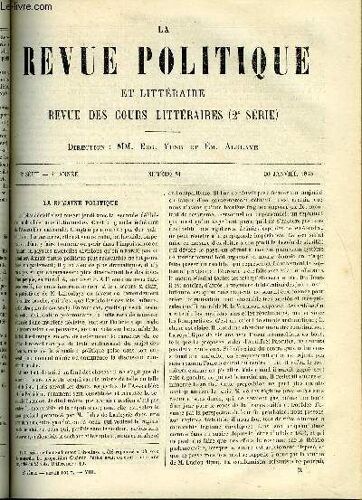 La Revue Politique Et Litteraire 4e Annee - 2e Semestre N°31 - Horace - De La Faveur Dont Il Jouit, Surtout En France, Caractere Romain De Ses Oeuvres Par E. Benoist, Le Champ De Bataille ...