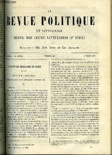La Revue Politique Et Litteraire 4e Annee - 2e Semestre N°36 - Une Nouvelle Phase De La Philosophie Catholique Iv Par L'abbe Meric, L'universite Protestante De Strasbourg Par Maurice ...