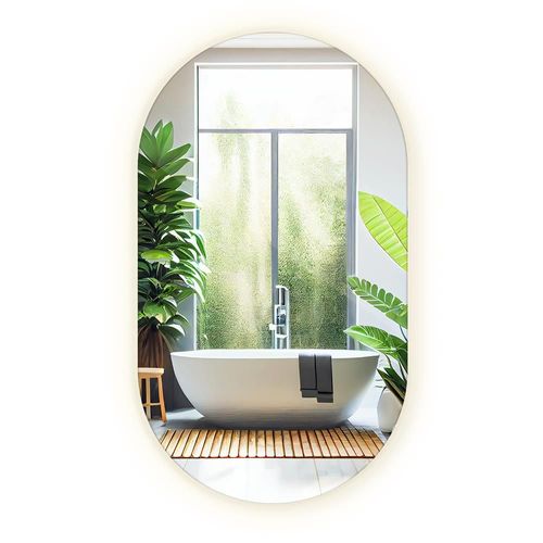 Tulup Miroir Ovale avec éclairage LED avec Lumière LED Design 46x80 cm lumière chaude Mural Miroir de maquillage de maquilleur pour Salle de bain Salon Chambre à coucher Dressing