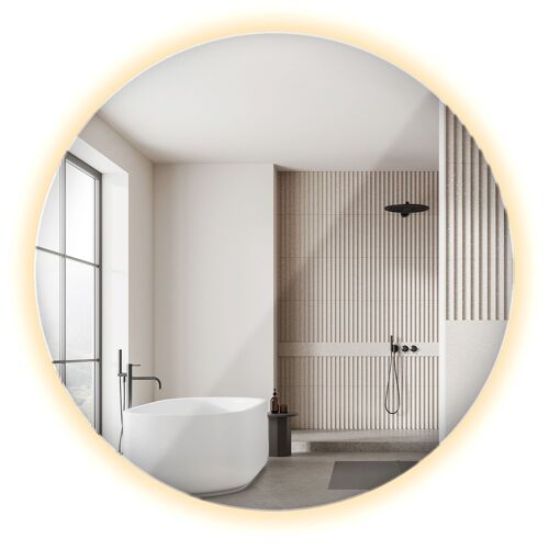 Tulup Miroir rond LED avec éclairage Illuminé cercle mural Décorative 80 cm lumière chaude à fixer au mur Miroir de maquillage de visagisme pour Salle de bain Salon Chambre à coucher Dressing