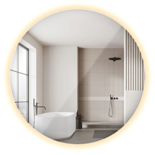 Tulup Miroir rond LED avec éclairage Illuminé cercle mural Décorative 80 cm lumière chaude à fixer au mur Miroir de maquillage de visagisme pour Salle de bain Salon Chambre à coucher Dressing