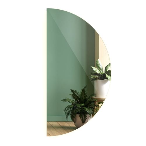 Tulup Miroir Demi Ronde classique avec éclairage lumineux LED Semicirculaires 35 x 70 cm froide Maquillage de visagisme pour Entrée Séjour Bureau Salle de bain Couloir
