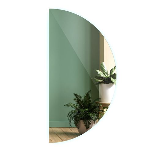Tulup Miroir Demi Ronde avec éclairage LED avec Lumière décorative Semicirculaires 50 x 100 cm neutre Maquillage pour dressing pour Chambre à coucher Salon Séjour Salle de bain