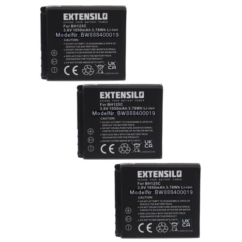 EXTENSILO 3x Batteries remplacement pour Kodak LB-080 pour caméra de sport, appareil photo, reflex numérique (1050mAh, 3,6V, Li-ion)