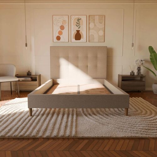 Ensemble lit + tête de lit 80x200cm - Beige - Collection Léa - Morphea