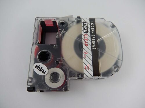 vhbw Ruban compatible avec Epson LabelWorks LW-1000P, LW-600P imprimante d'étiquettes 8m x 9mm Rouge sur Transparent