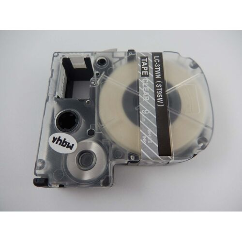 vhbw Ruban compatible avec Epson LabelWorks LW-1000P, LW-600P imprimante d'étiquettes 8m x 9mm Blanc sur Transparent