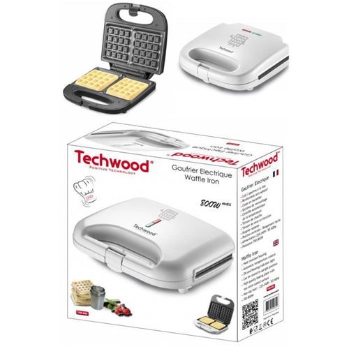 GAUFRIER ELECTRIQUE BLANC 800W Revêtement antiadhésif Témoin de chauffe Poignée isolante